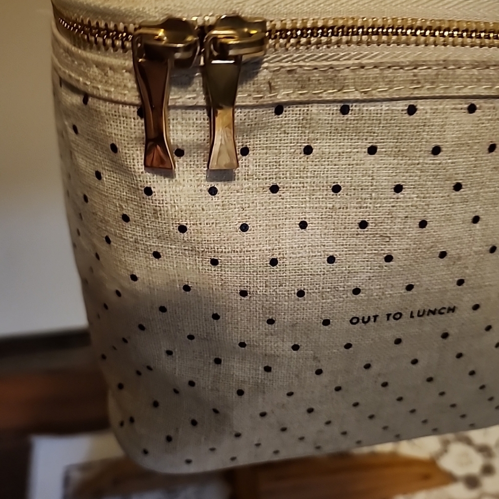 Kate Spade Polka Dot Insulted Lunch Bag Tote "Out To Lunch" Makeup Bag - Picture 11 of 13